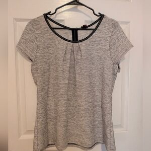 Merona Light Gray Heathered Short Sleeve Top with Black Trim